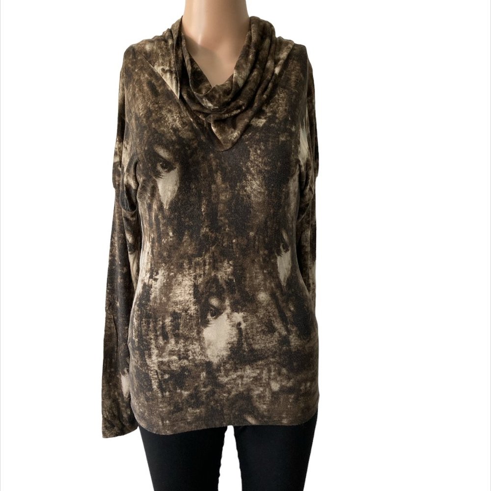 Isabel De Pedro Mr. Cat Cowl Neck Hidden Horse Eye Art Size 6 Sweater